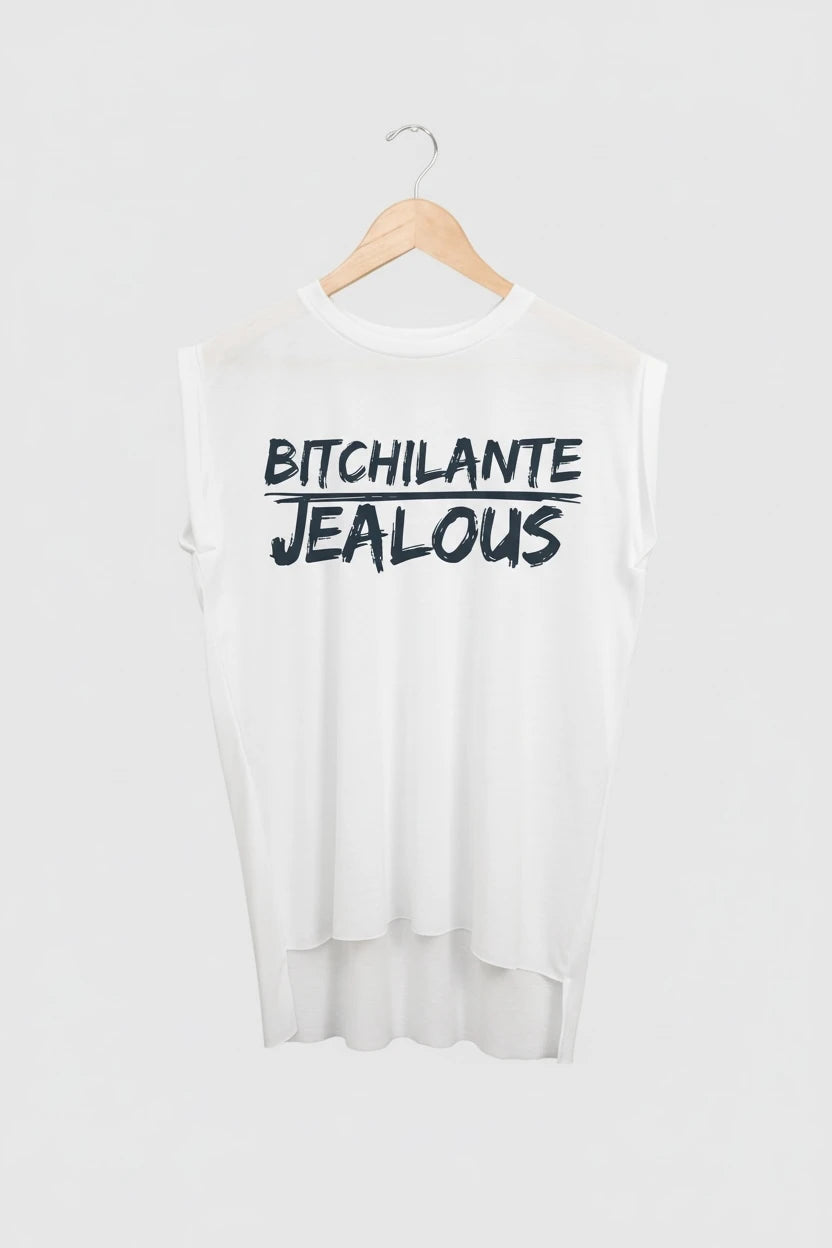 Jealous Tee muscle t-shirt on hanger – BITCHILANTE JEALOUS design by JealousTee