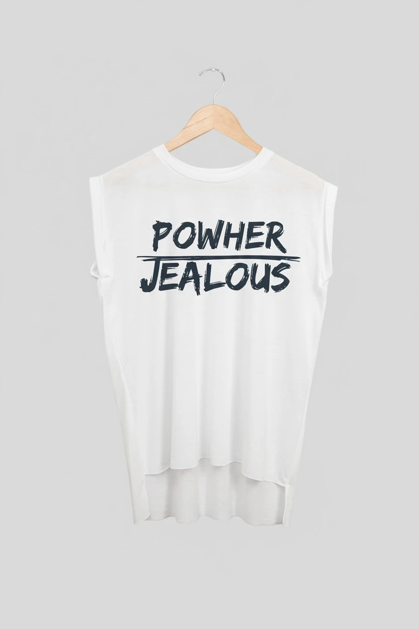 Jealous Tee muscle t-shirt on hanger – POWHER JEALOUS design by JealousTee