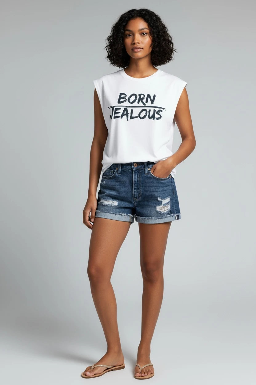 Jealous Tee women's empowerment t-shirt with BORN JEALOUS design by JealousTee