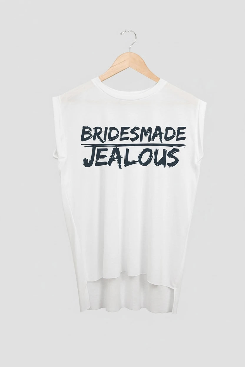 Jealous Tee muscle t-shirt on hanger – BRIDESMADE JEALOUS design by JealousTee
