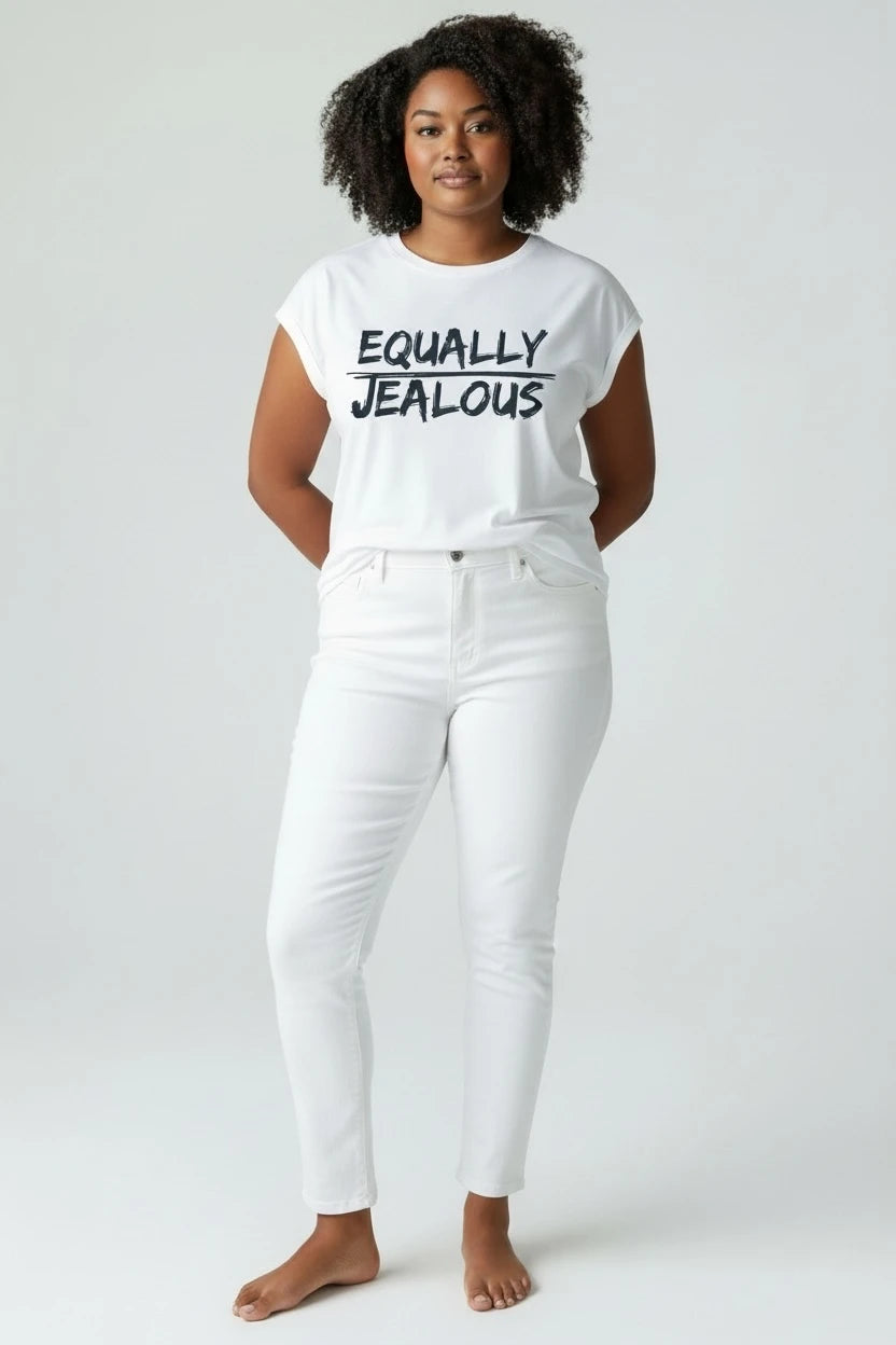Jealous Tee human rights muscle t-shirt with EQUALLY JEALOUS design by JealousTee