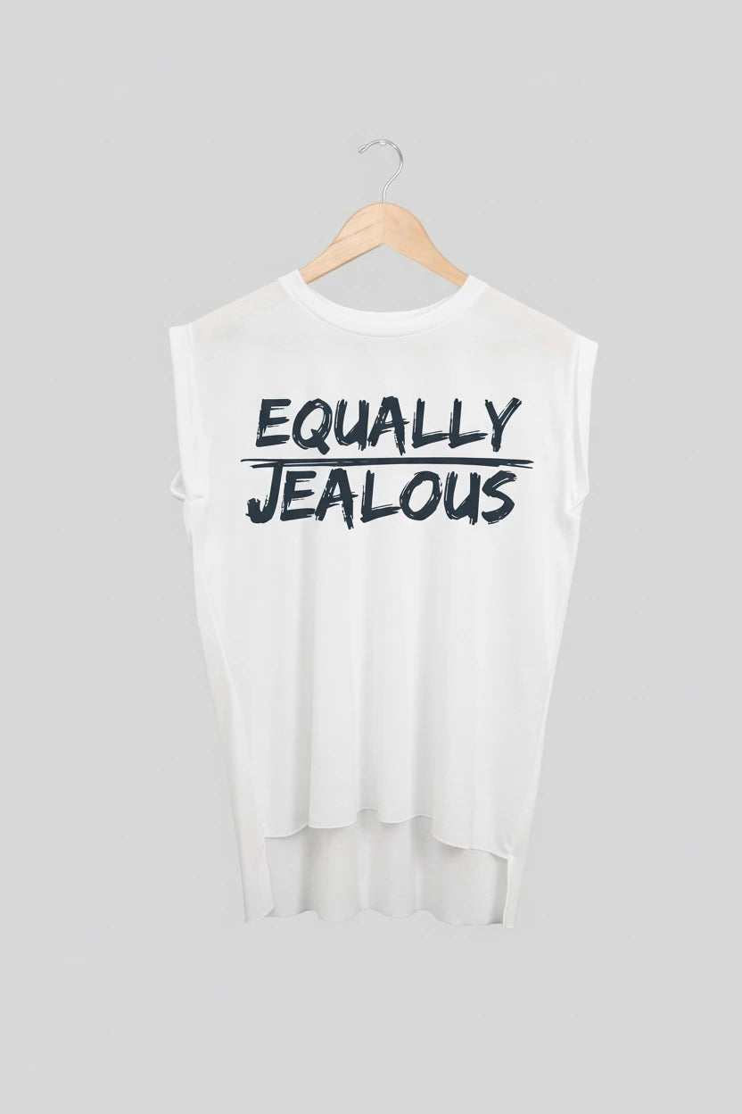 Jealous Tee muscle t-shirt on hanger – EQUALLY JEALOUS design by JealousTee