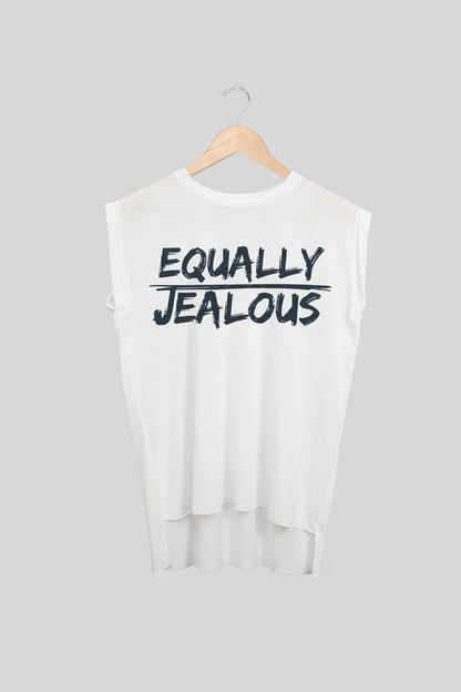 Jealous Tee muscle t-shirt on hanger – EQUALLY JEALOUS design by JealousTee