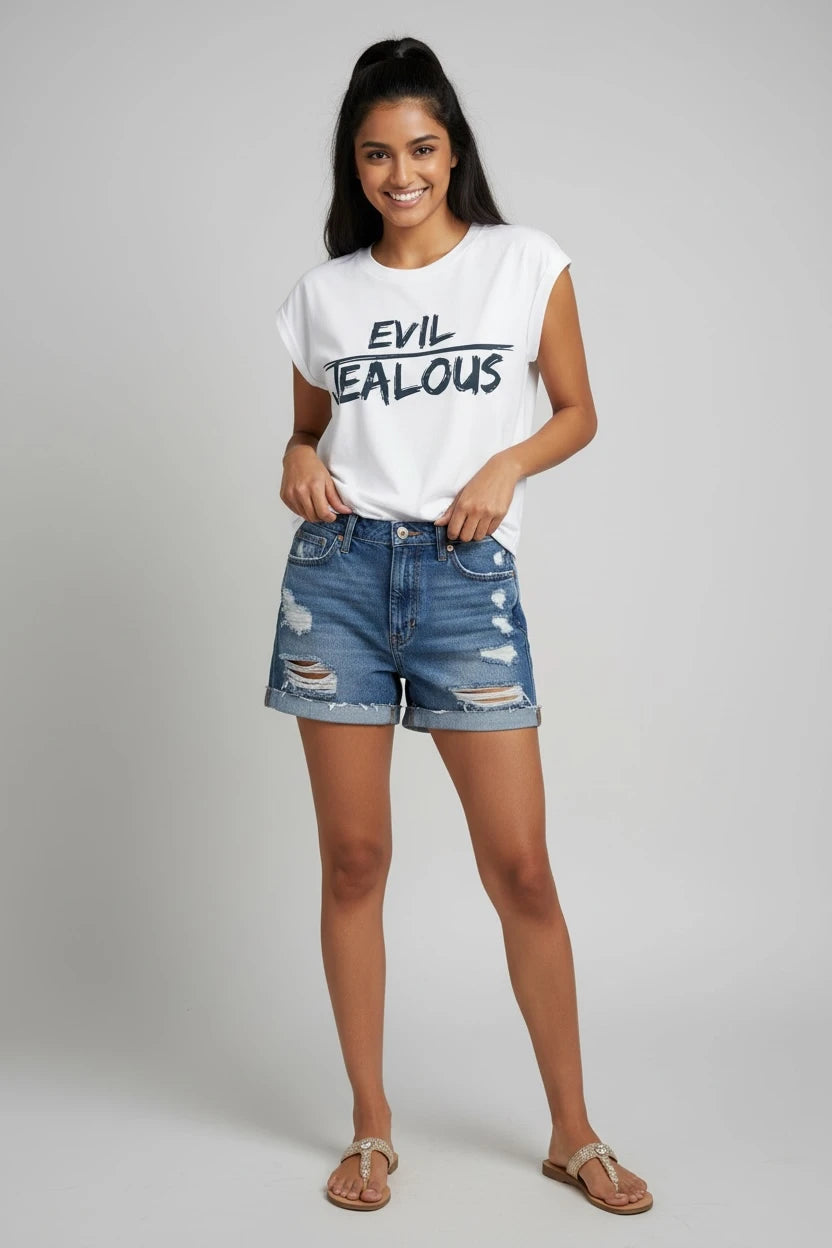 Jealous Tee feminist muscle tee - EVIL JEALOUS graphic by JealousTee