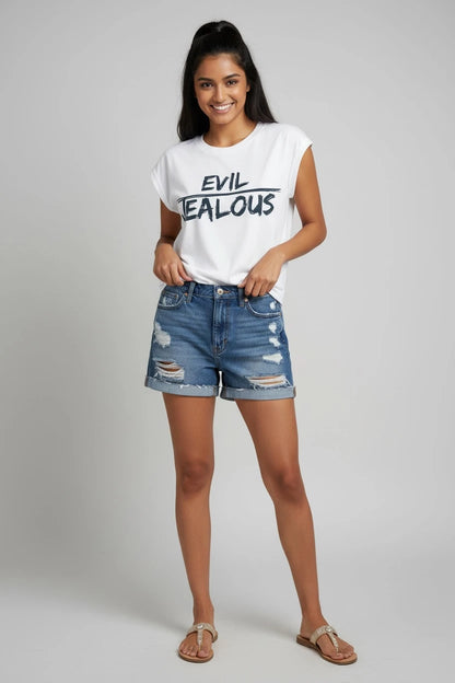 Jealous Tee feminist muscle tee - EVIL JEALOUS graphic by JealousTee
