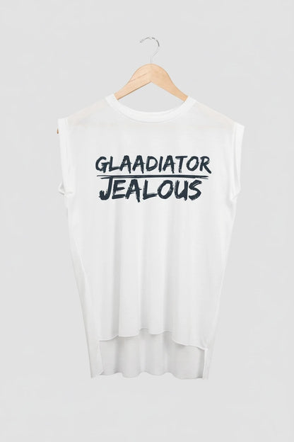 Jealous Tee muscle t-shirt on hanger – GLAADIATOR JEALOUS design by JealousTee
