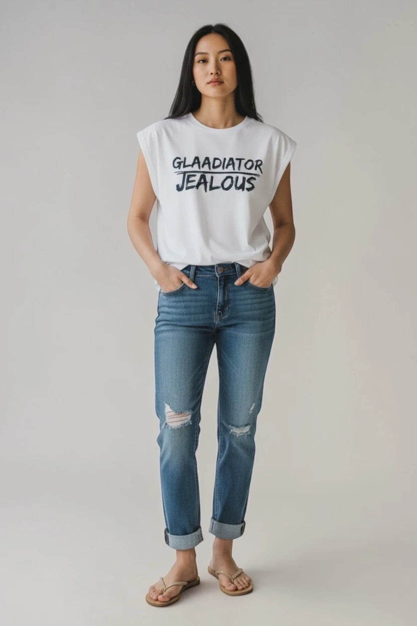 Jealous Tee equality and human rights muscle t-shirt with GLAADIATOR JEALOUS design by JealousTee