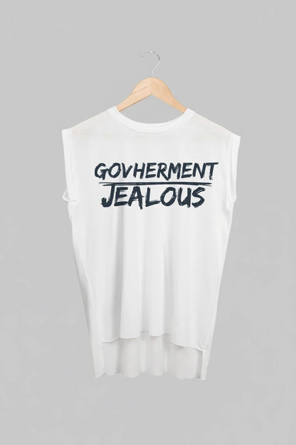 Jealous Tee muscle t-shirt on hanger – GOVHERMENT JEALOUS design by JealousTee