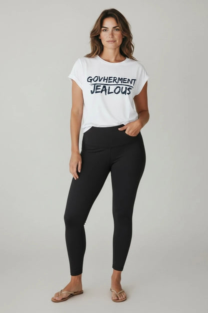 Jealous Tee women's empowerment t-shirt with GOVHERMENT JEALOUS design by JealousTee