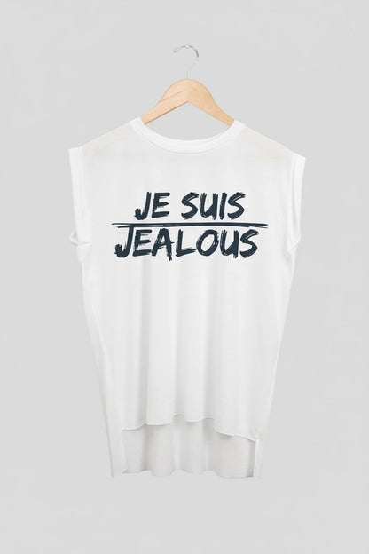 Jealous Tee muscle t-shirt on hanger – JE SUIS JEALOUS design by JealousTee