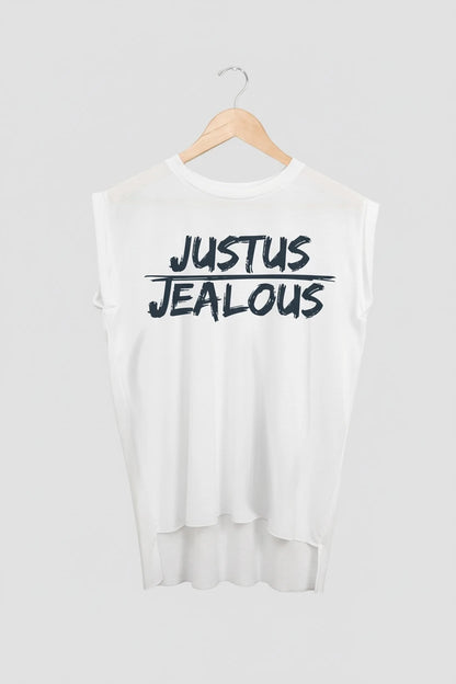 Jealous Tee muscle t-shirt on hanger – JUSTUS JEALOUS design by JealousTee