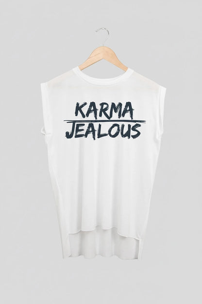 Jealous Tee muscle t-shirt on hanger – KARMA JEALOUS design by JealousTee