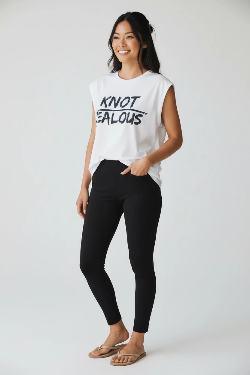 Wedding bride KNOT JEALOUS white muscle tee