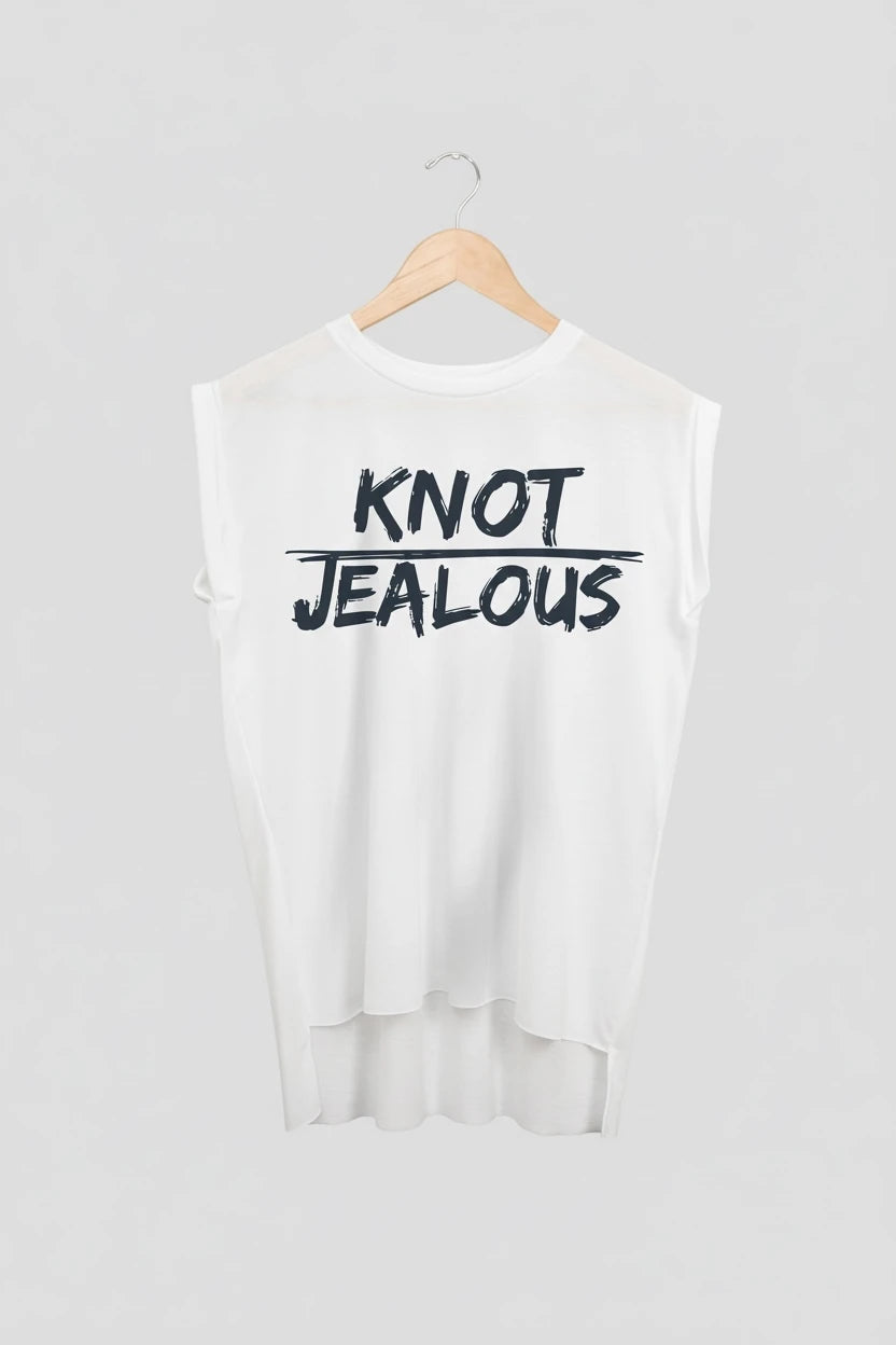 Jealous Tee muscle t-shirt on hanger – KNOT JEALOUS design by JealousTee