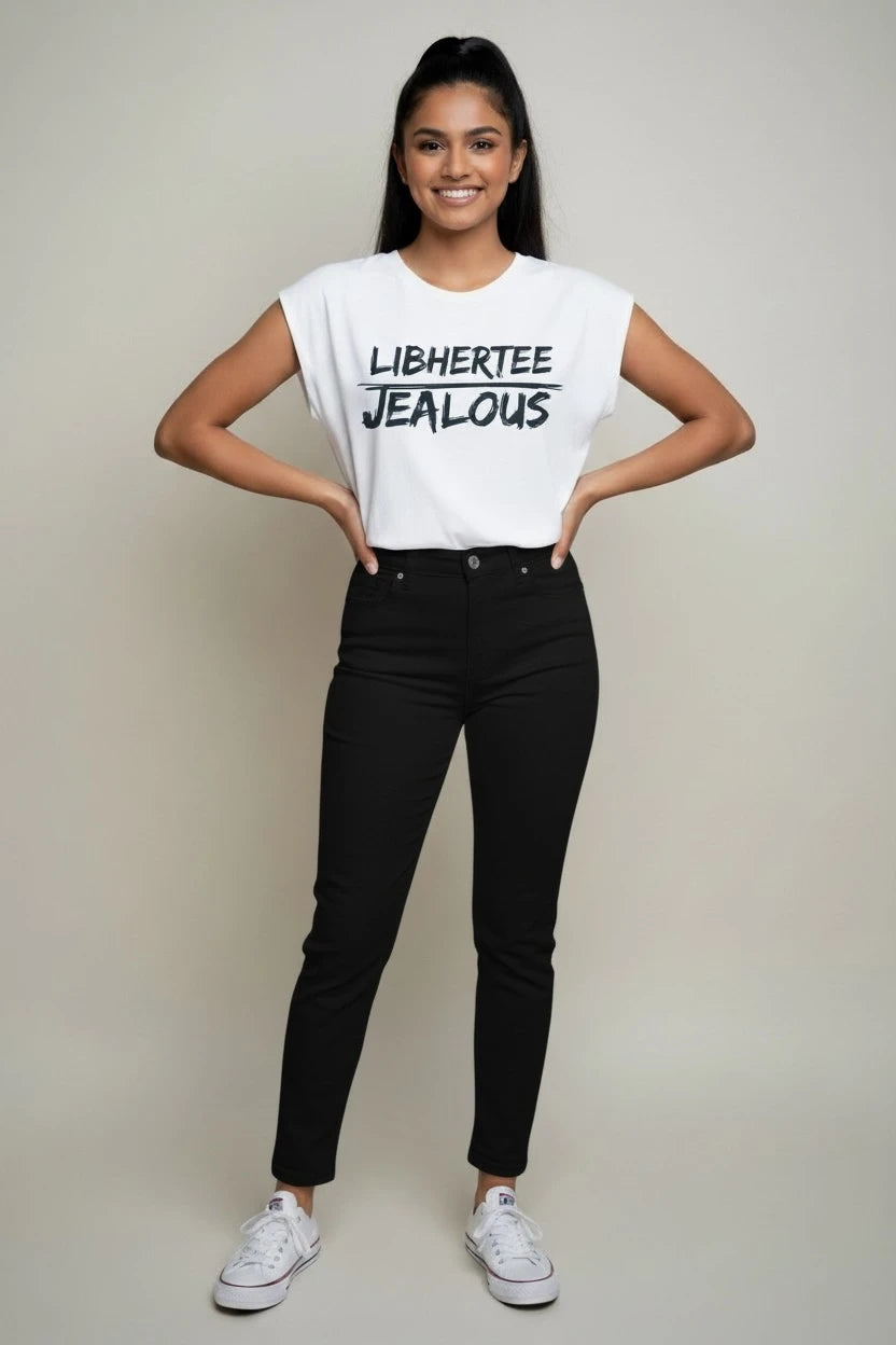 Jealous Tee equality and human rights muscle t-shirt with LIBHERTEE JEALOUS design