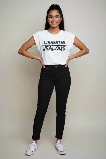 Jealous Tee equality and human rights muscle t-shirt with LIBHERTEE JEALOUS design