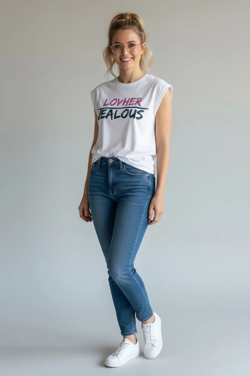 Jealous Tee women's valentine t-shirt with pink LOVHER JEALOUS design by JealousTee