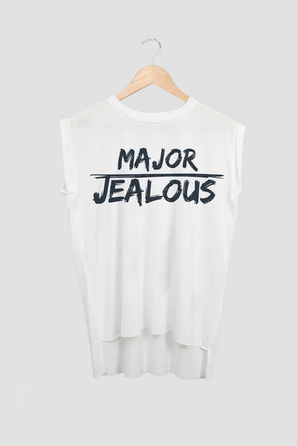 Jealous Tee muscle t-shirt on hanger – MAJOR JEALOUS design by JealousTee