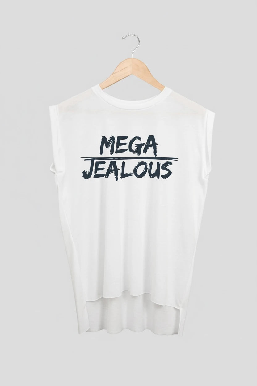 Jealous Tee muscle t-shirt on hanger – MEGA JEALOUS design by JealousTee