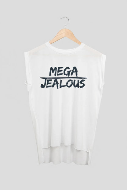 Jealous Tee muscle t-shirt on hanger – MEGA JEALOUS design by JealousTee
