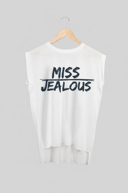 Jealous Tee muscle t-shirt on hanger – MISS JEALOUS design by JealousTee