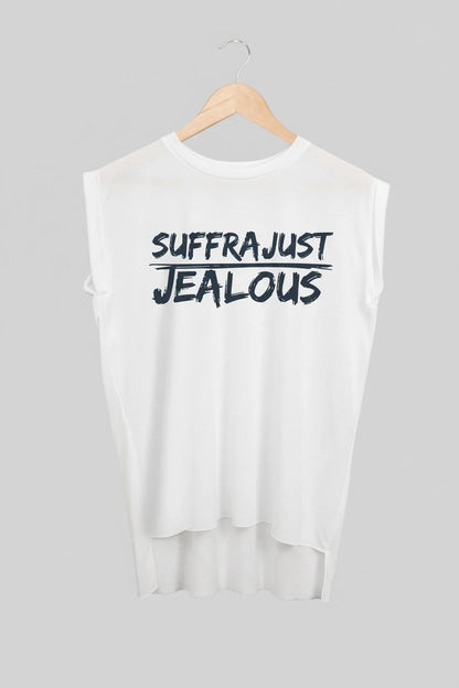 Jealous Tee muscle t-shirt on hanger – SUFFRAJUST JEALOUS design by JealousTee