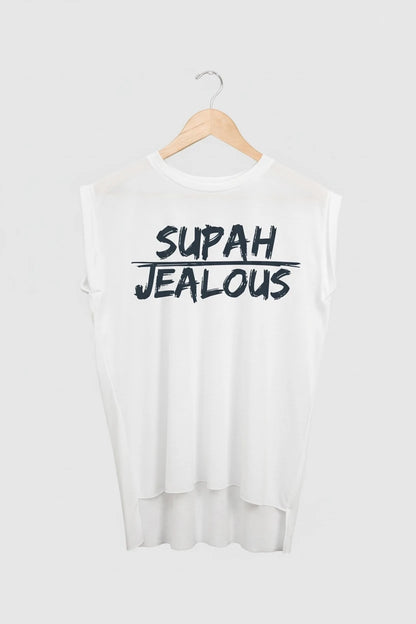 Jealous Tee muscle t-shirt on hanger – SUPAH JEALOUS design by JealousTee 