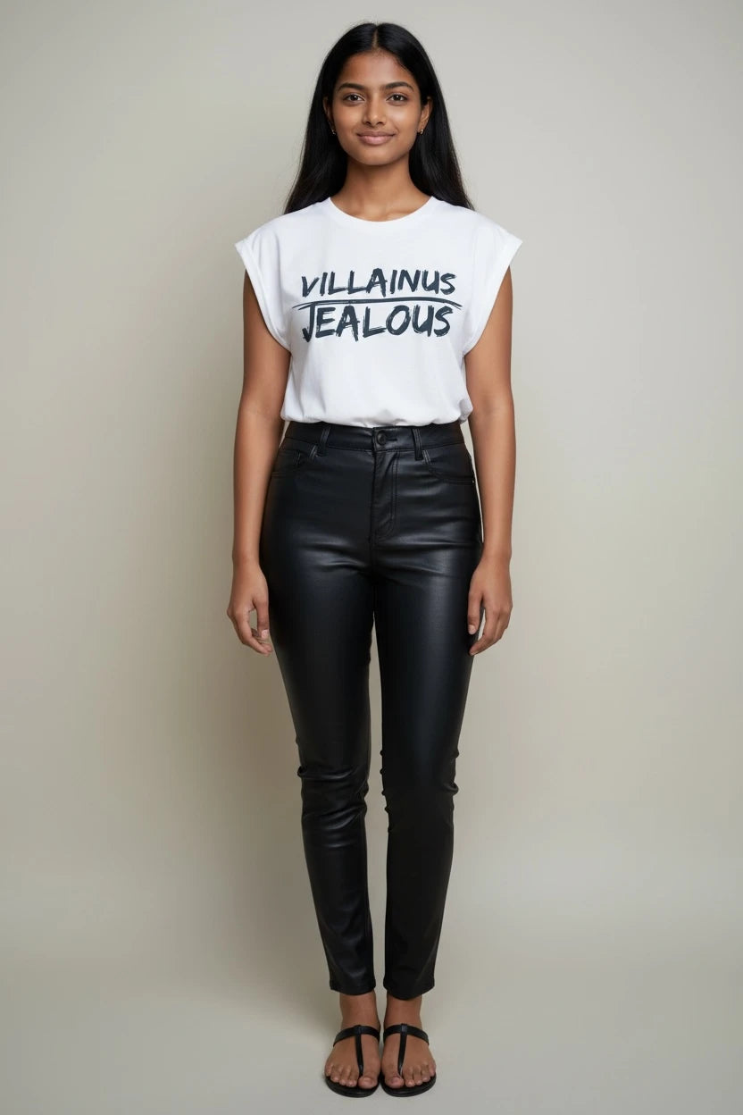 Jealous Tee women's empowerment t-shirt with VILLAINUS JEALOUS design by JealousTee