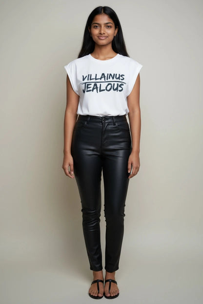 Jealous Tee women's empowerment t-shirt with VILLAINUS JEALOUS design by JealousTee
