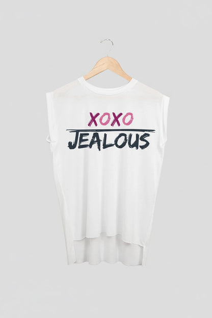 Jealous Tee muscle t-shirt on hanger – XOXO JEALOUS design by JealousTee